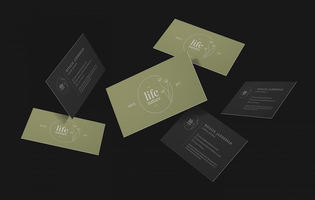 group of minimal business cards mockup