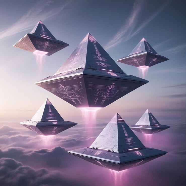 a group of paper airplanes with the word ufo on the top