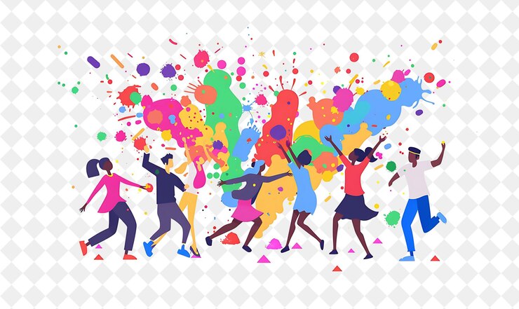 PSD a group of people dancing in colorful clothes