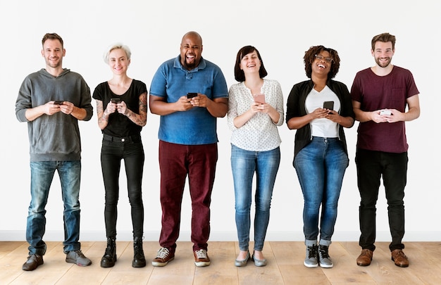 group of people using mobile phone