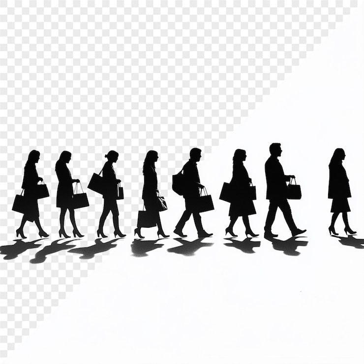 PSD 가방 을 들고 고 있는 사람 들 의 집단
