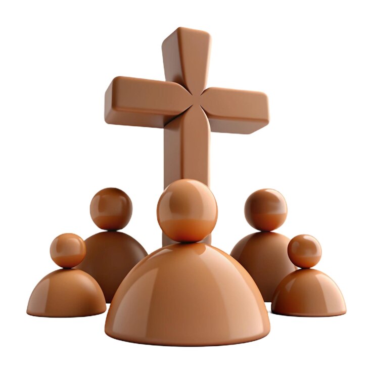 PSD a group of people with a cross in front of them