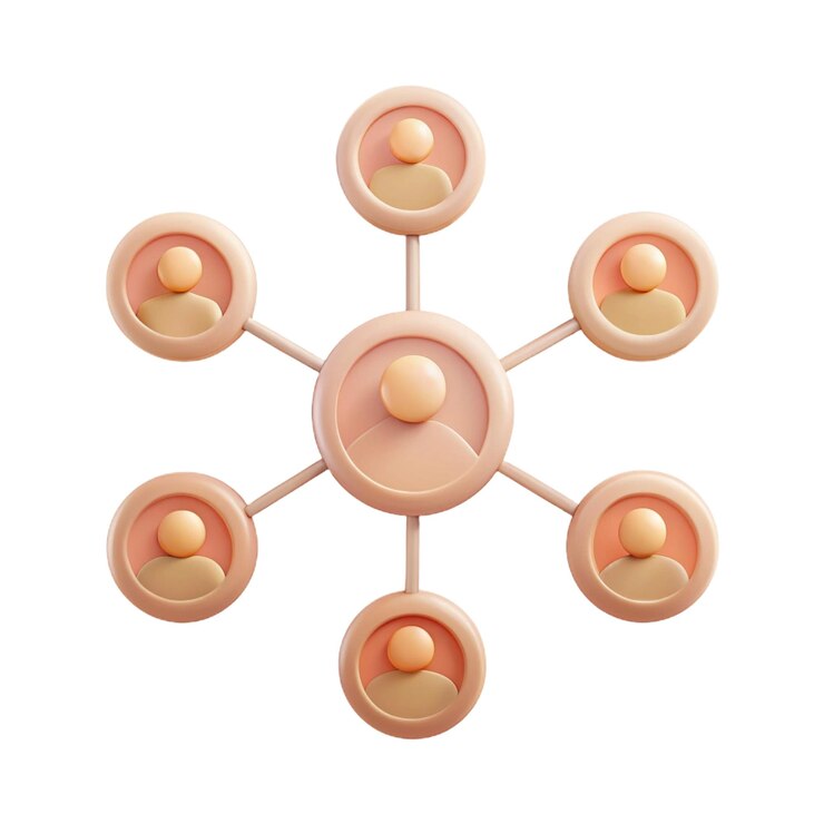 PSD a group of people with a diagram of the people under the sphere