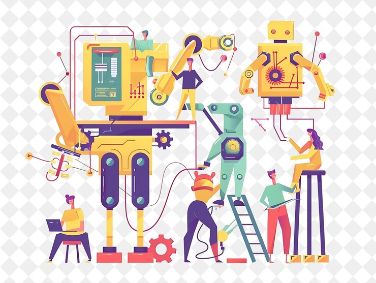 PSD ロボットとロボットを持つ人々のグループ