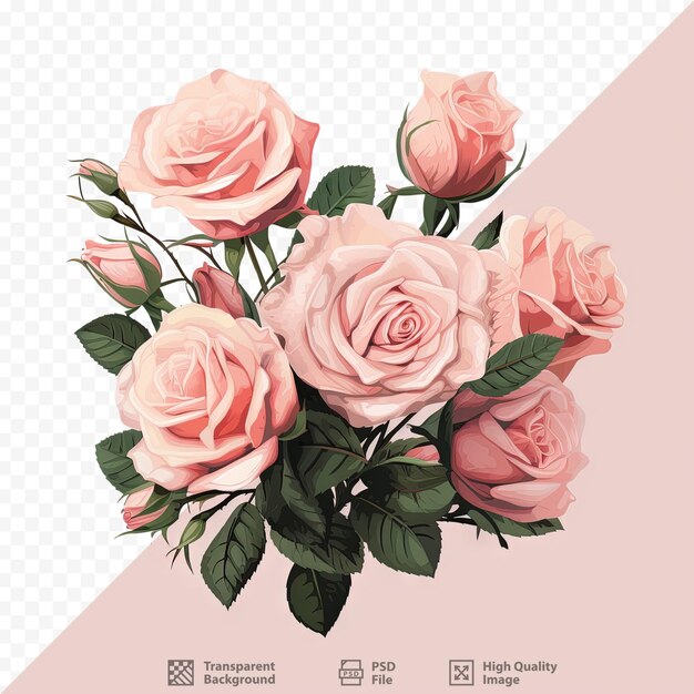 Group of red roses on transparent background