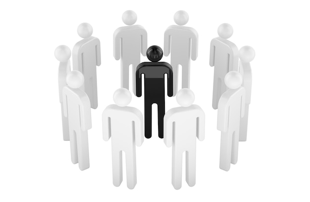 group rehabilitation meeting concept silhouettes figures of people in circle with one of them inside 3d rendering isolated on transparent background