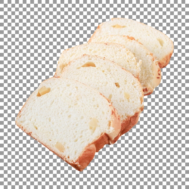 Group of slices of bread on transparent background