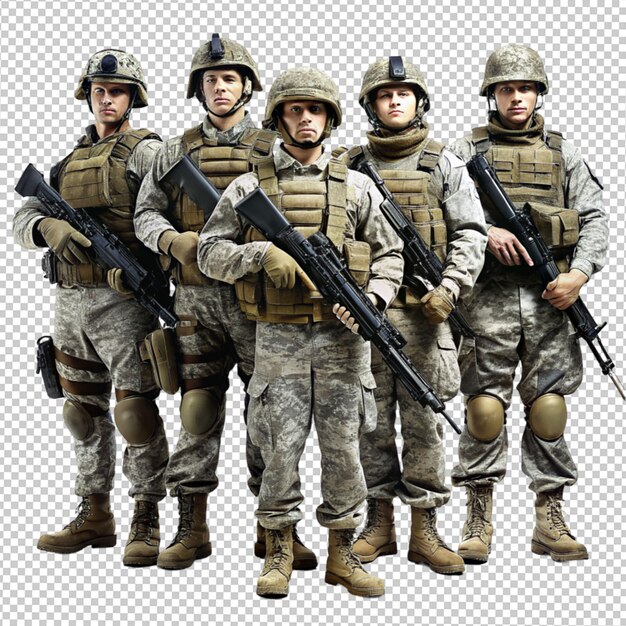 A group of soldiers on transparent background