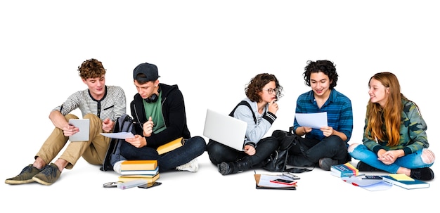 Group of students studying together