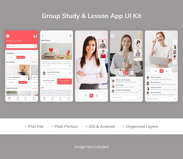 PSD group study amp lesson app ui kit
