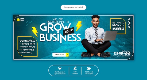 grow your business and corporate facebook cover template