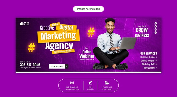 PSD grow your business and corporate facebook cover template