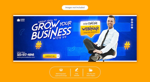 Grow your business and corporate facebook cover template