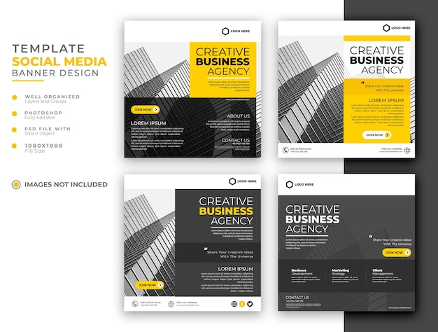 PSD grow your business creative business social media post template