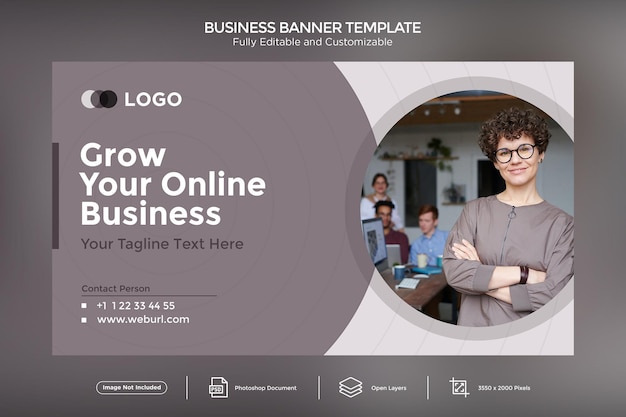 Grow your online business banner design template