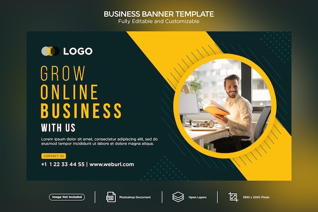 PSD grow your online business banner design template