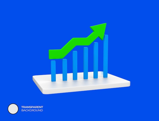 PSD growth bar graph and arrow marketing