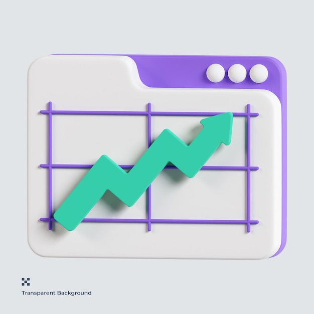 Illustrazione 3d del grafico di crescita