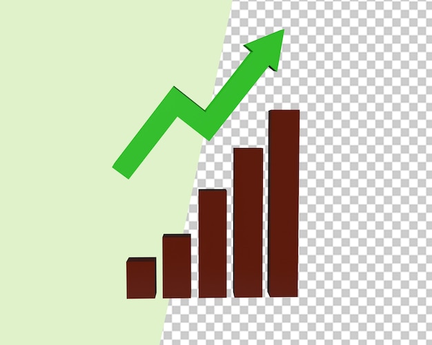 PSD grafico di crescita freccia verde 3d