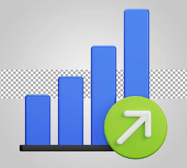 growth chart on transparent background 3d render