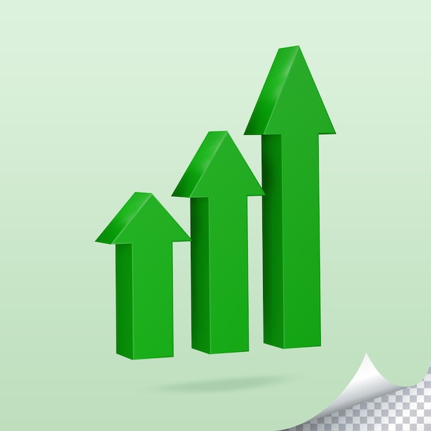 Growth graph 3D icon Increase symbol