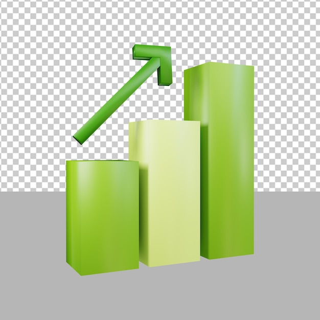 Growth stock chart up investment stock trading icon 3d render illustration