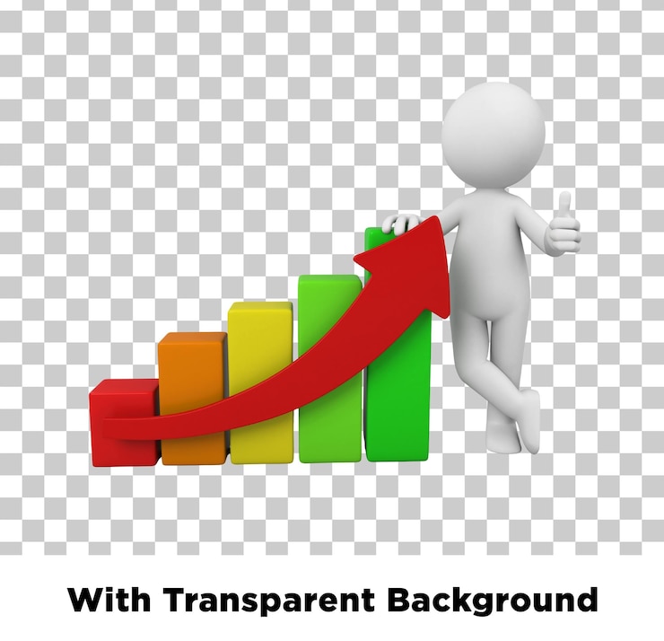 PSD growth and success business concept with bar chart and figure