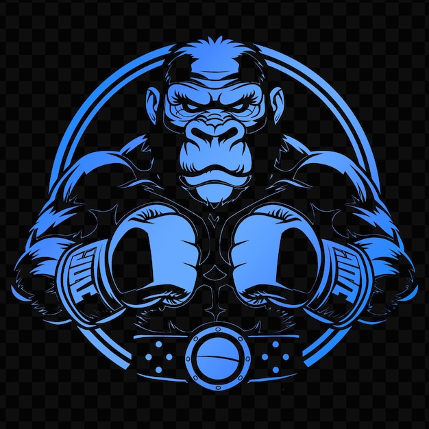 PSD grumpy gorilla animal mascot logo with boxing gloves and cha psd vector tshirt tattoo ink art