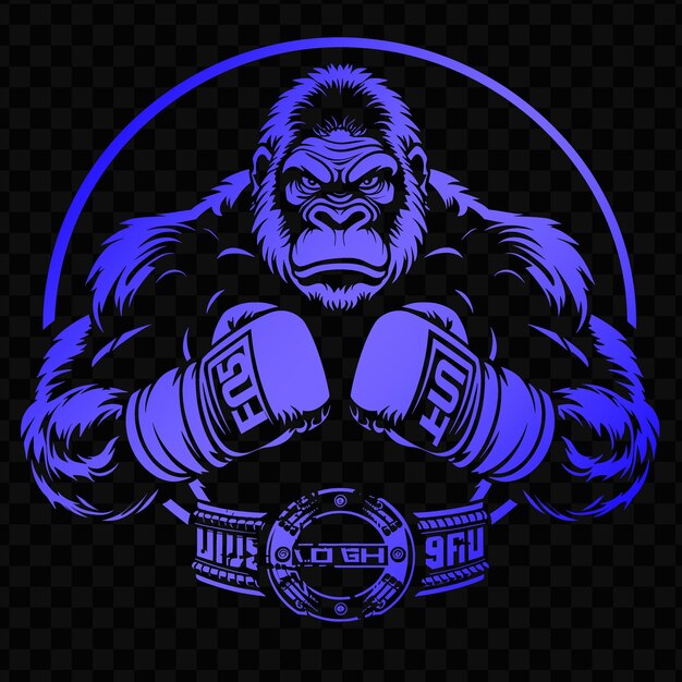 PSD grumpy gorilla animal mascot logo with boxing gloves and cha psd vector tshirt tattoo ink art