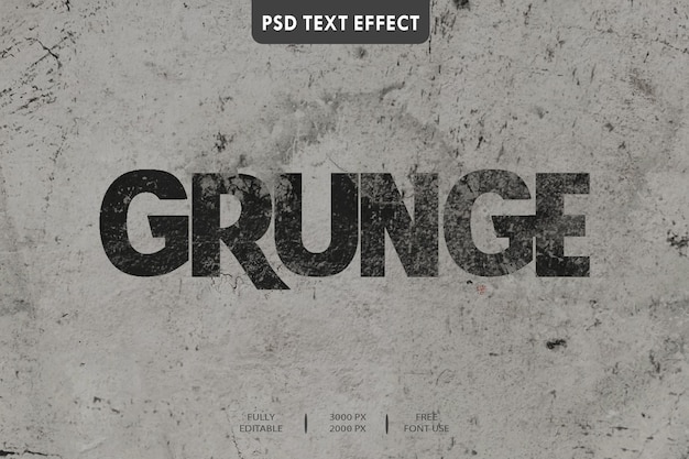 grunge 3d text effect style