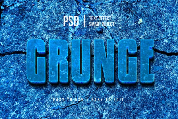 grunge 3d text effect with Blue Concrete Texture Cement Background