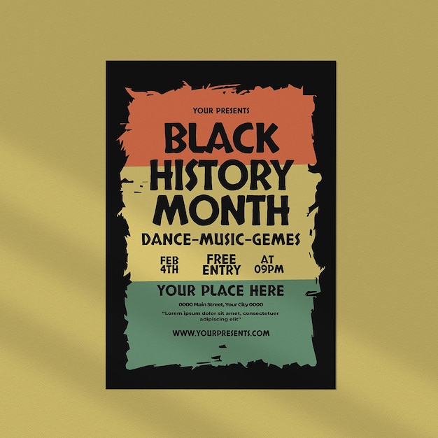 PSD grunge black history month flyer