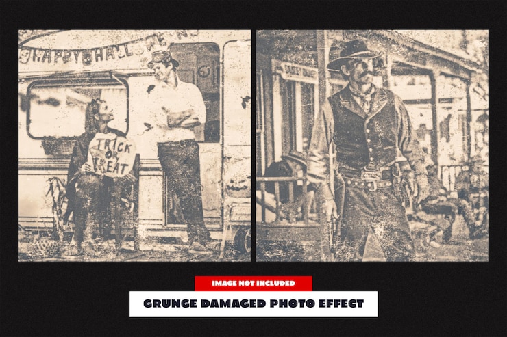 PSD grunge damaged photo effect for square (廣場的灰色破壞照片效果)
