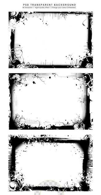 PSD grunge frame on transparent background