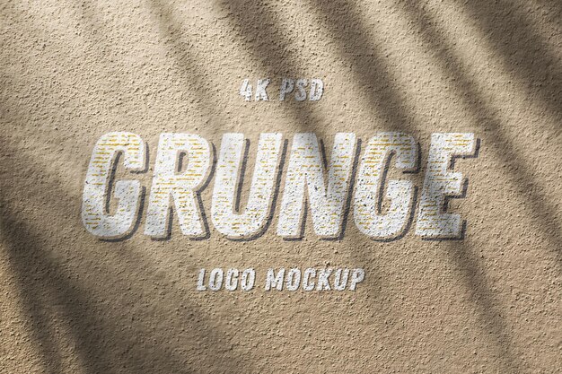 PSD grunge logo mockup on concrete wall