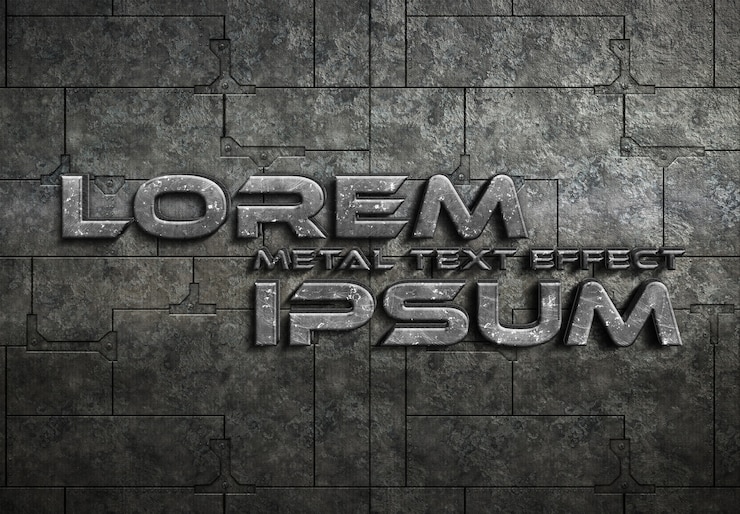 PSD grunge metal text effect mockup