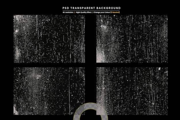 PSD grunge scratched texture on transparent background