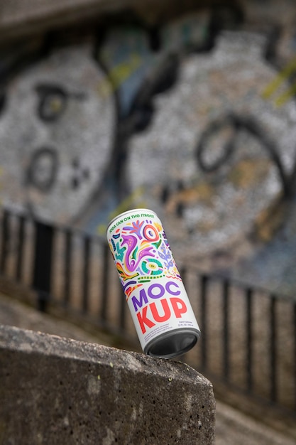 Grunge style soda can on the street