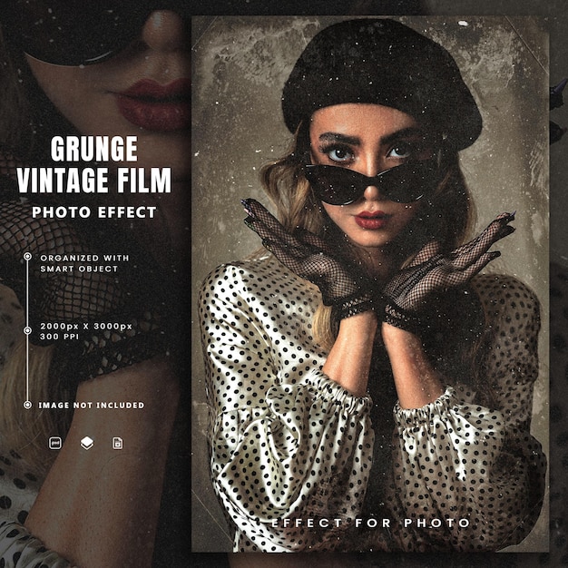 PSD grunge vintage film foto-effect