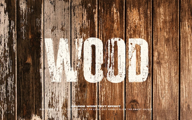 PSD grunge wood text effect