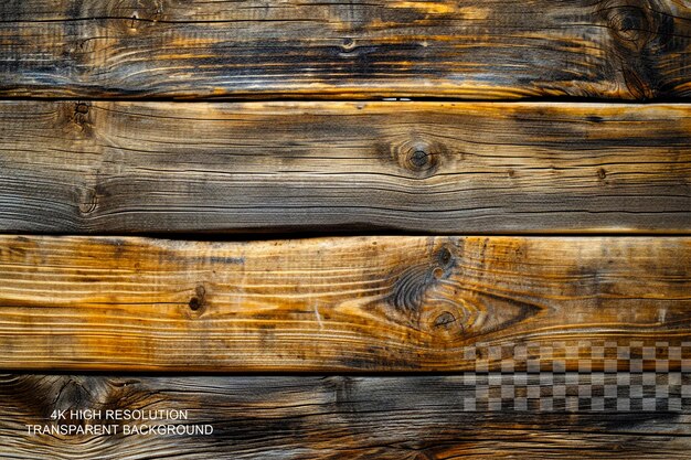 PSD 透明な背景に木製の板を貼ったグランジの木材の質感の背景
