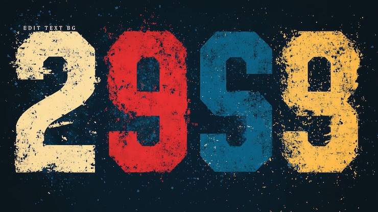 PSD grungestyle 2998 year number design