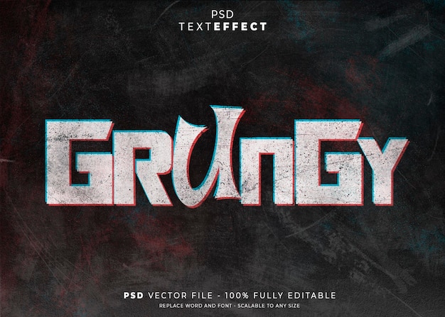 grungy text effect psd vector file