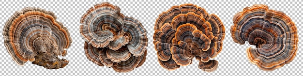 Grzyby Trametes Versicolor Z Ogonem Indyjskim Wyizolowane Na Przezroczystym Tle