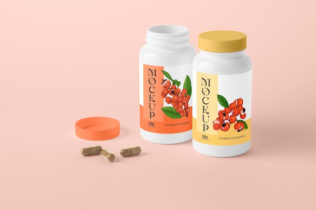 Guarana  supplement bottle mock-up design