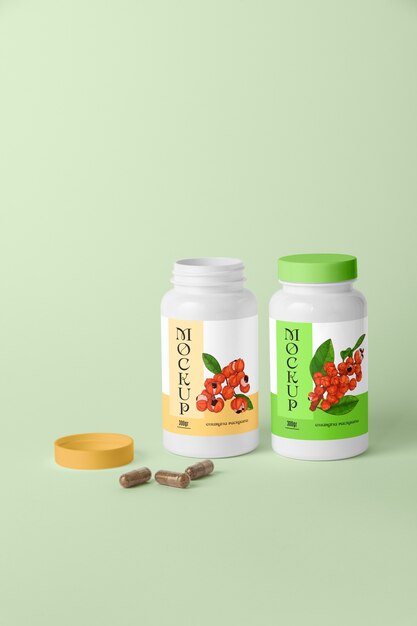 Guarana  supplement bottle mock-up design