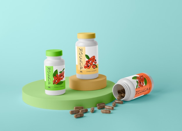 PSD guarana  supplement bottle mock-up design