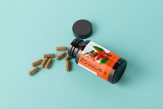 PSD guarana  supplement bottle mock-up design