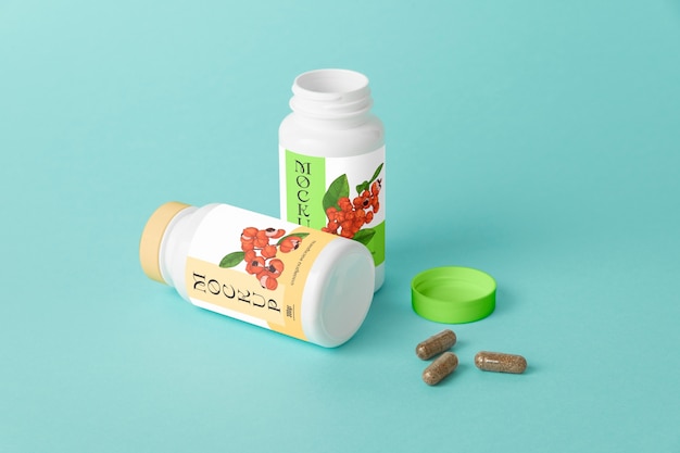 PSD guarana supplement fles mock-up ontwerp