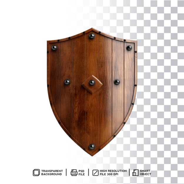 PSD guardian craft an artistic triumph psd wooden shield on transparent isolated background